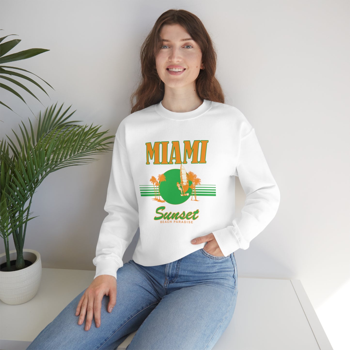 Miami Sunset Beach Paradise Crewneck Sweatshirt