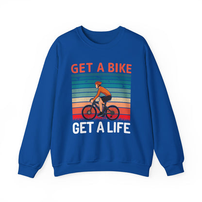 Get a bike and get a life vintage Crewneck Sweatshirt