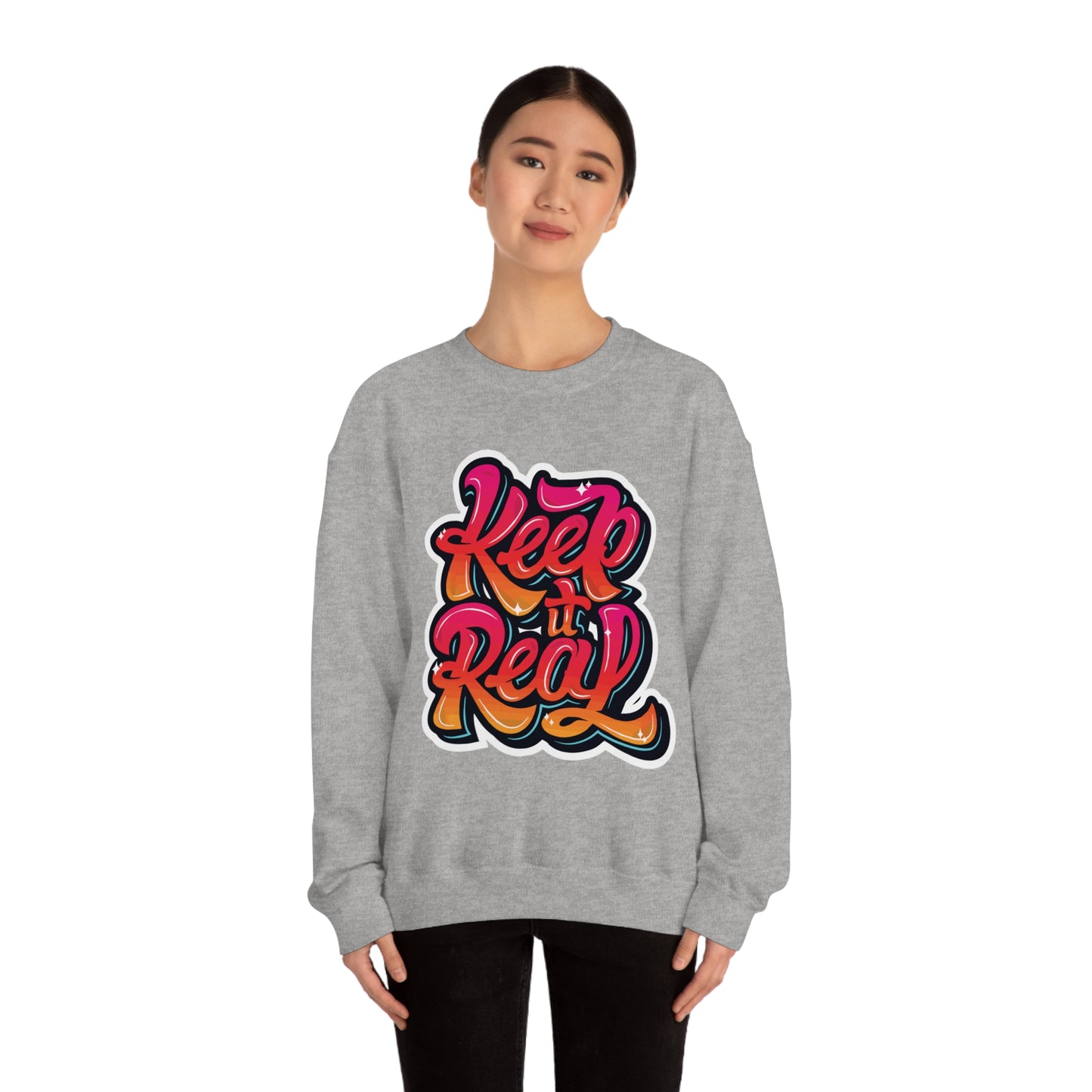 Keep it real colorful graffiti logo Crewneck Sweatshirt