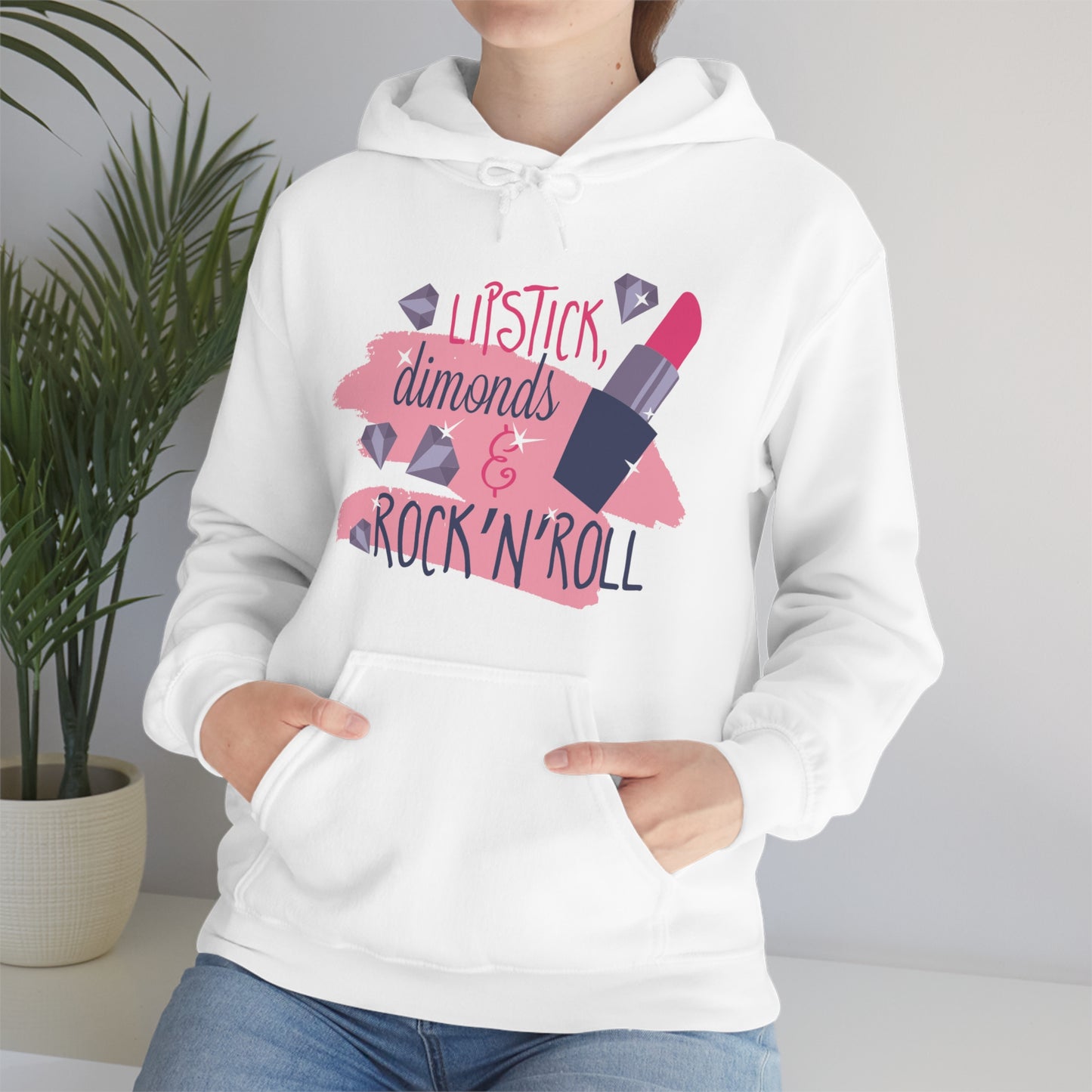 Lipstick-Diamonds and Rock & Roll Hoodie