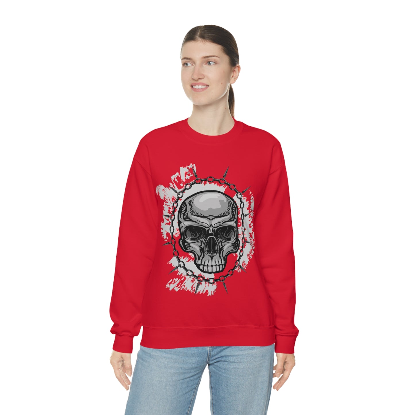 Skull Chain Splatter Crewneck Sweatshirt