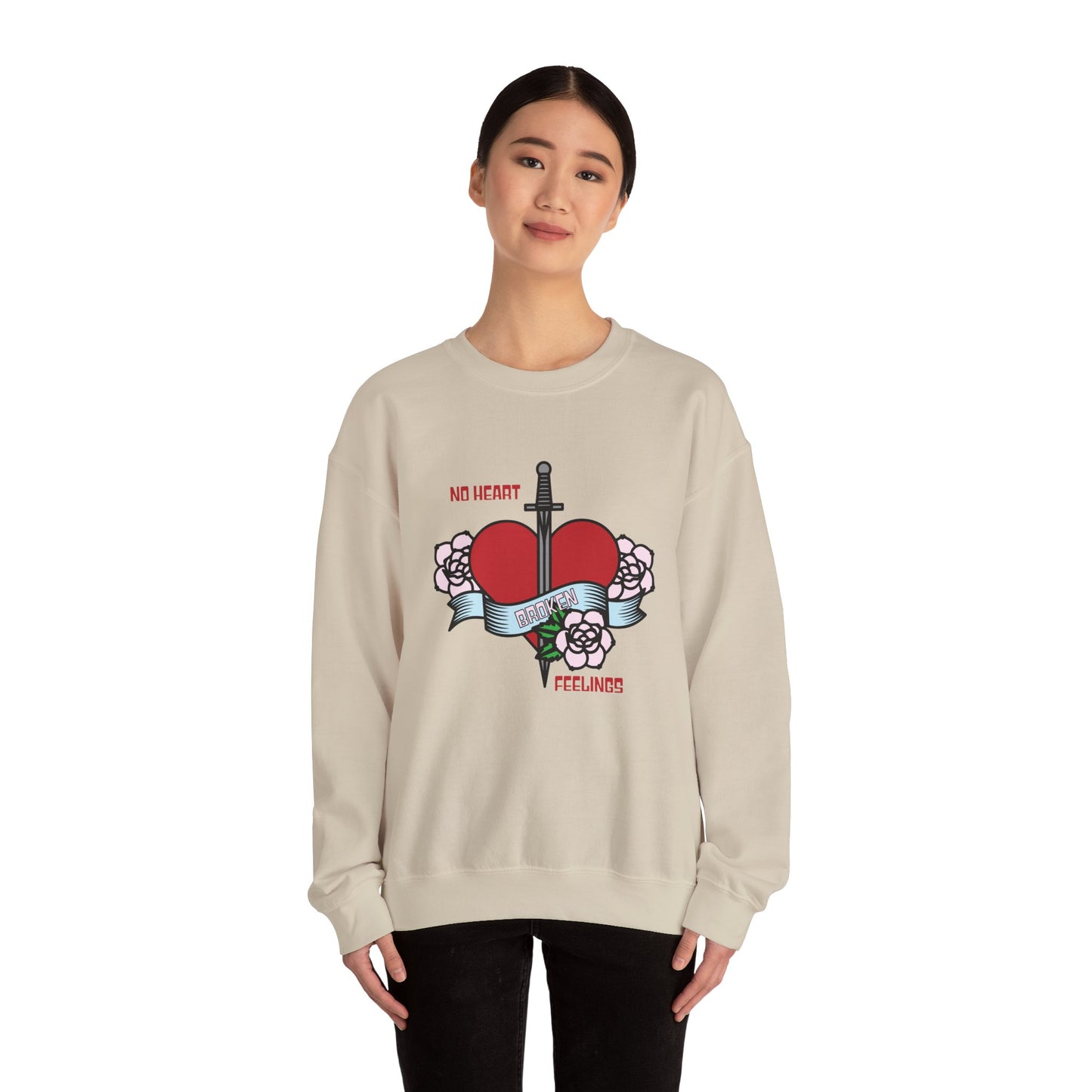 No heart feelings broken heart Crewneck Sweatshirt