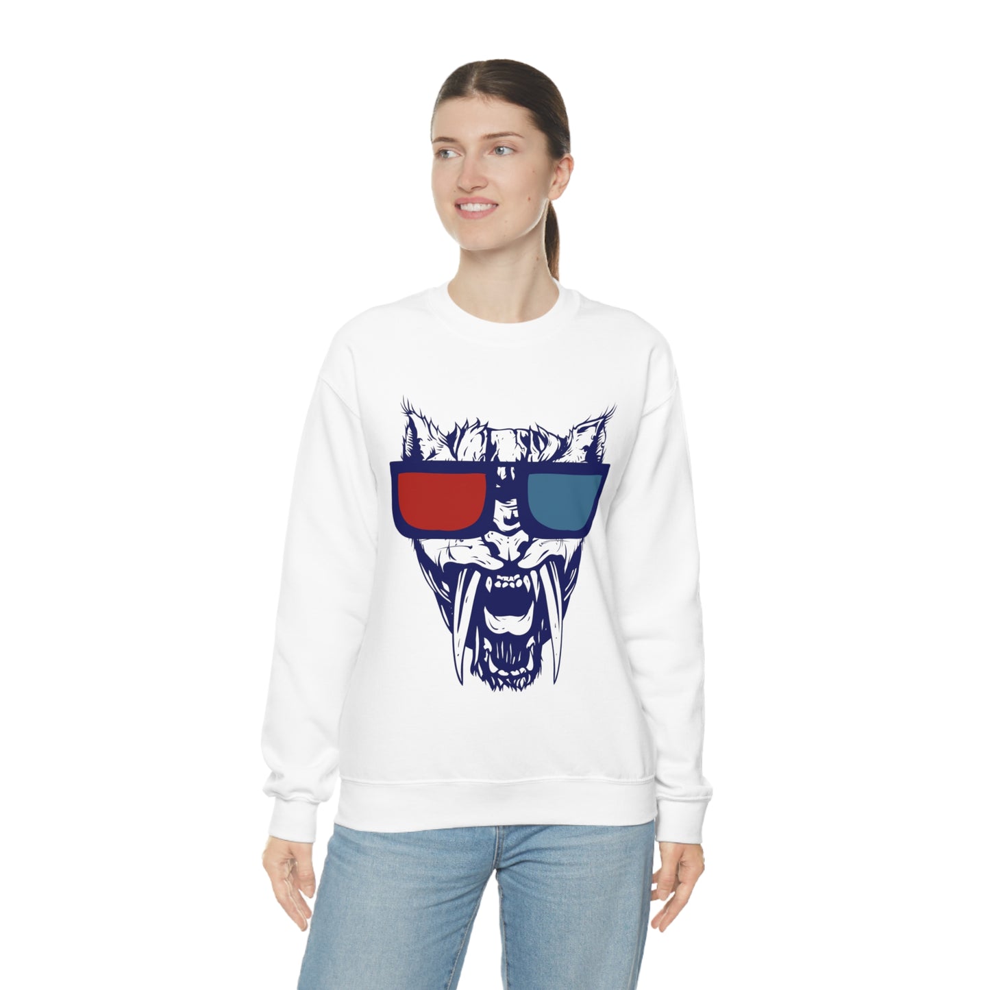 3D Glasses Tiger Crewneck Sweatshirt