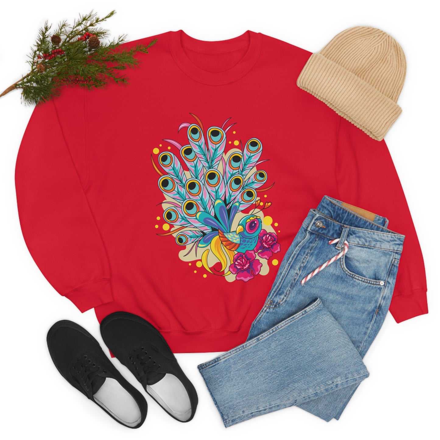 Colorful Peacock Crewneck Sweatshirt