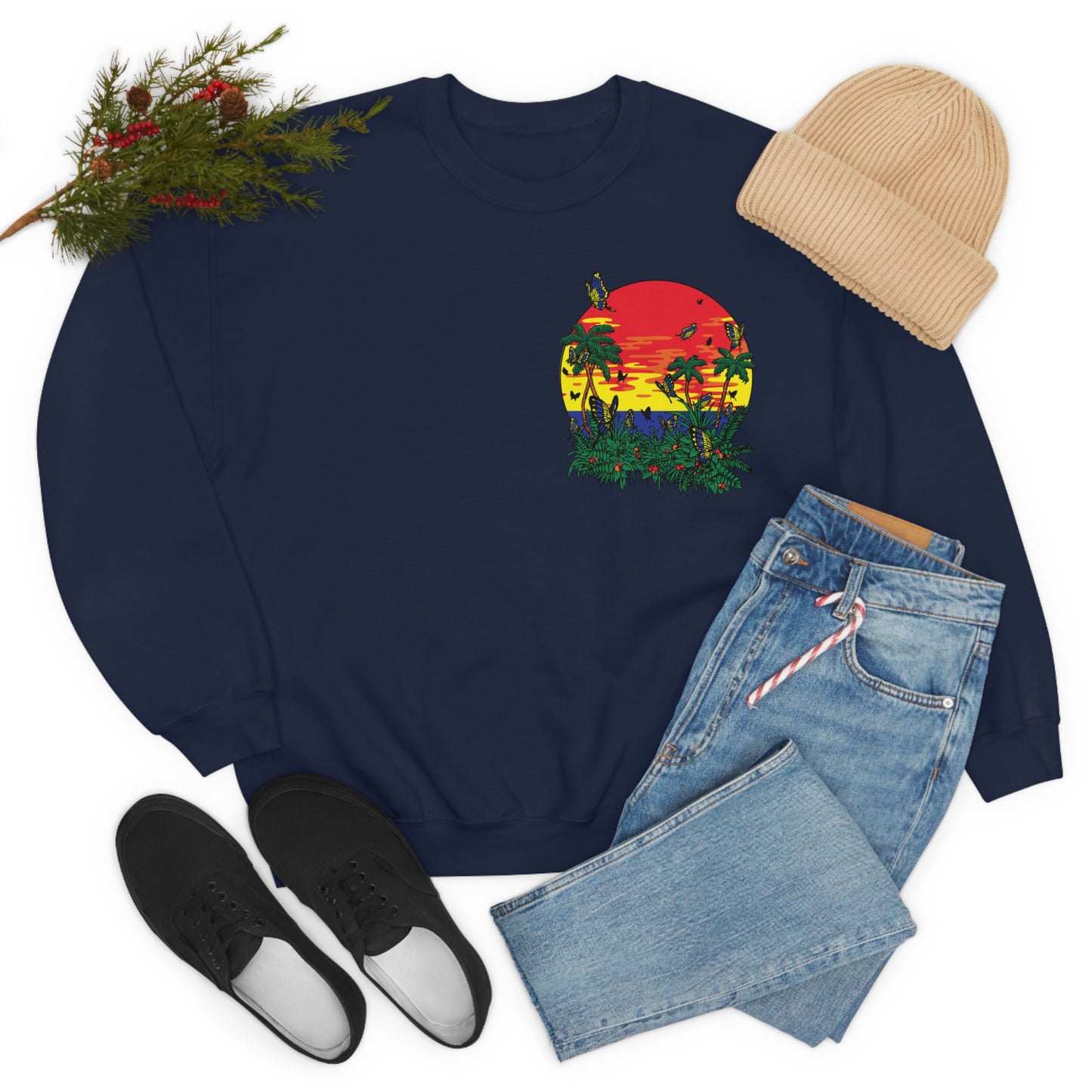 Sunset Butterfly Vibes Crewneck Sweatshirt