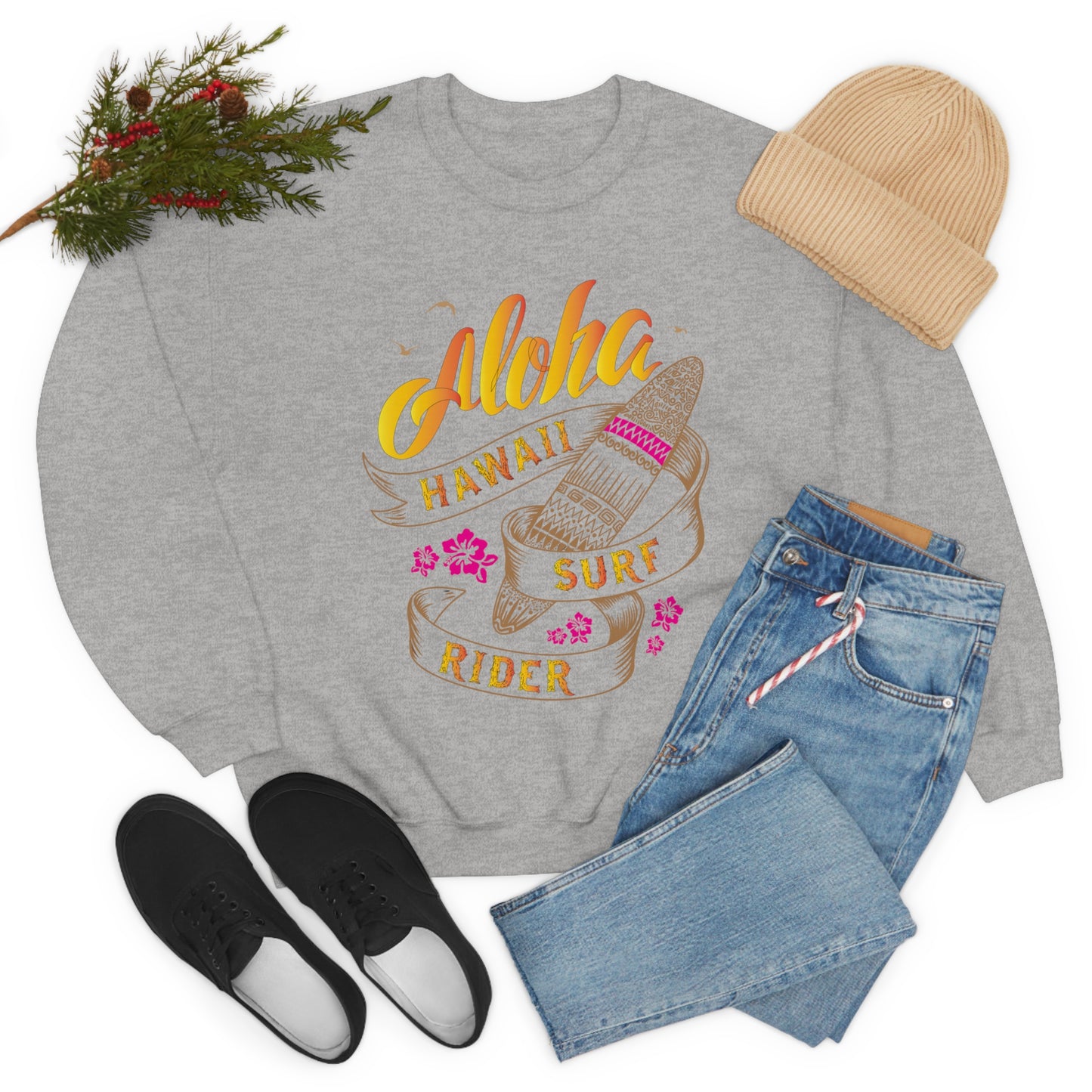 Aloha Hawaii Surf Rider Crewneck Sweatshirt