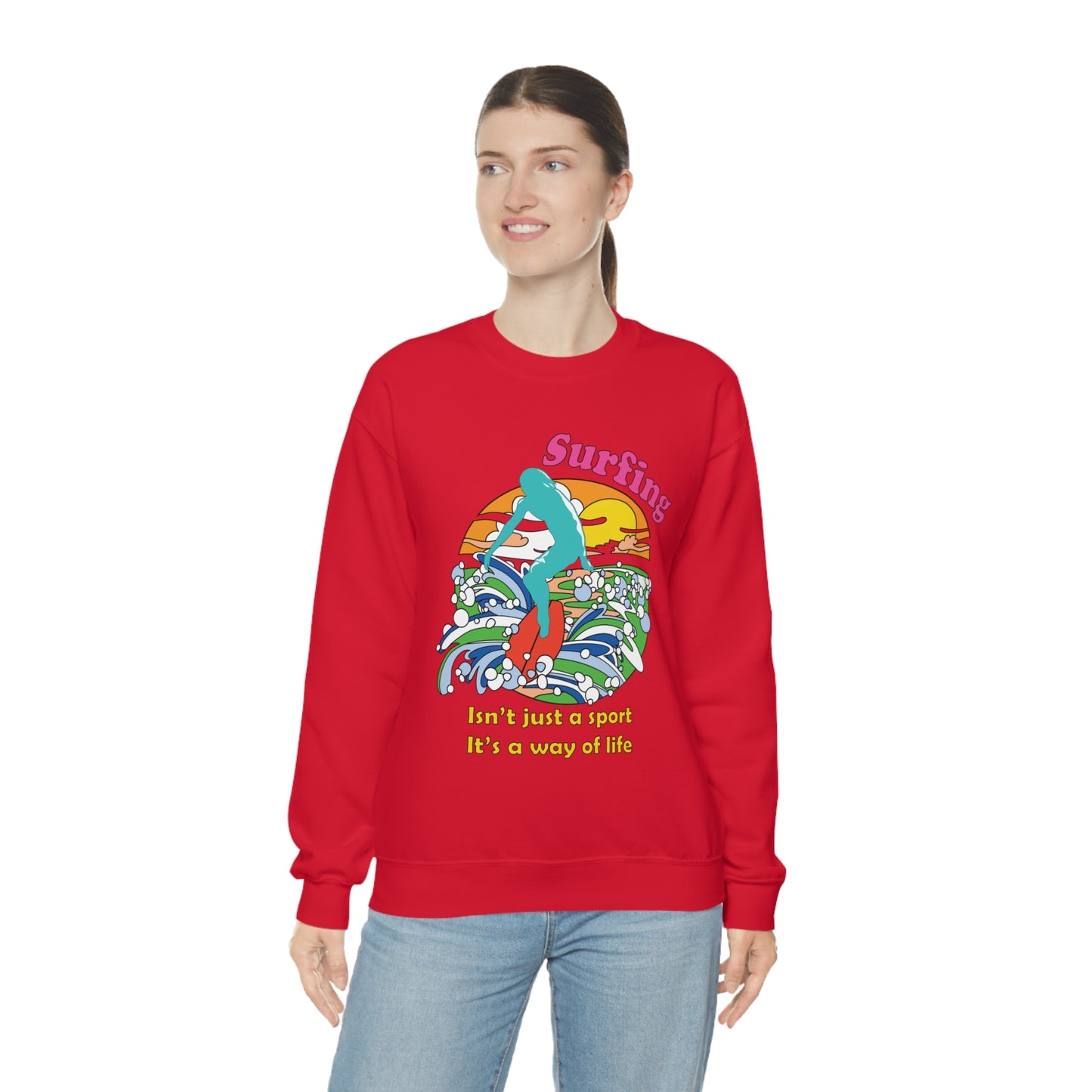 Surfing A Way of Life Crewneck Sweatshirt