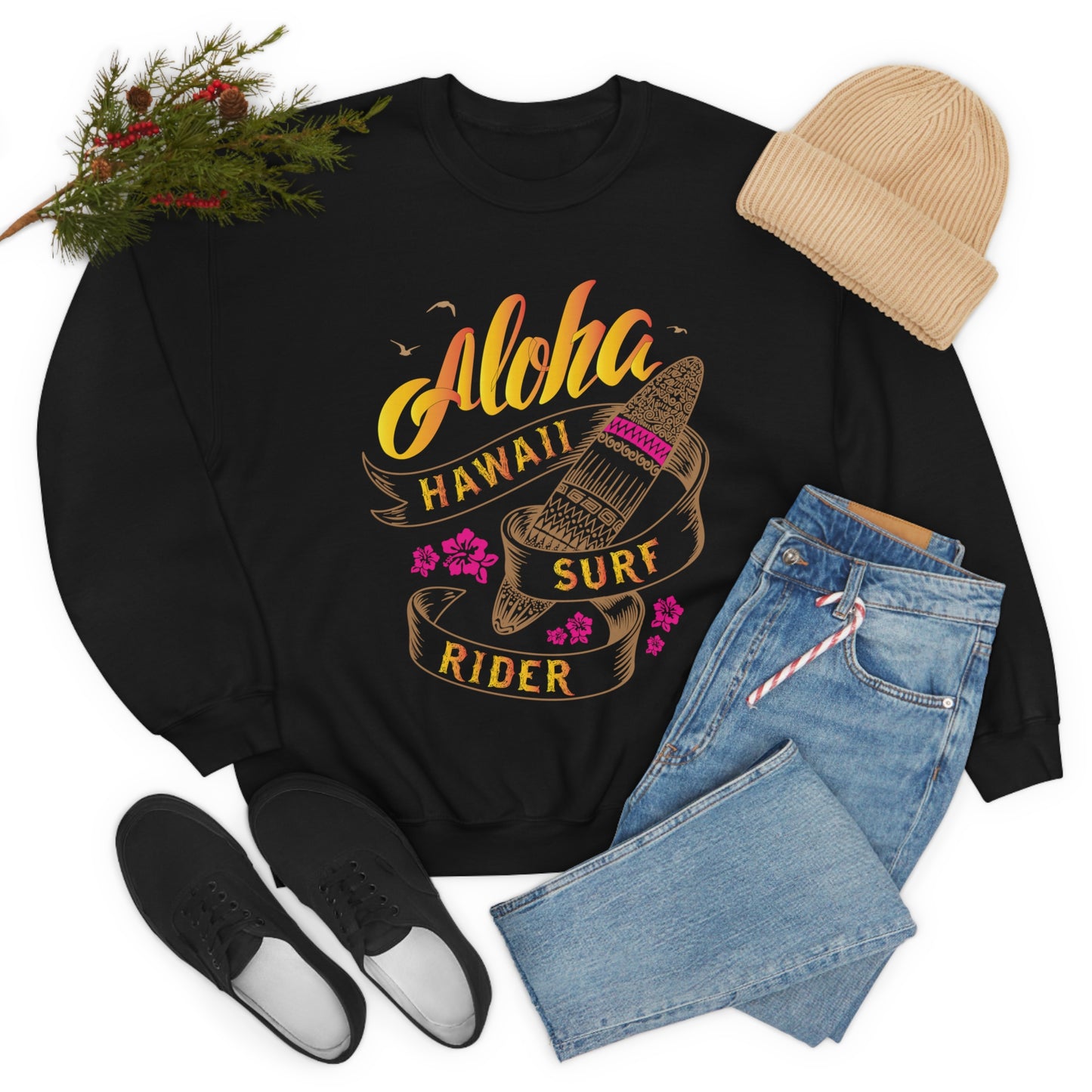 Aloha Hawaii Surf Rider Crewneck Sweatshirt