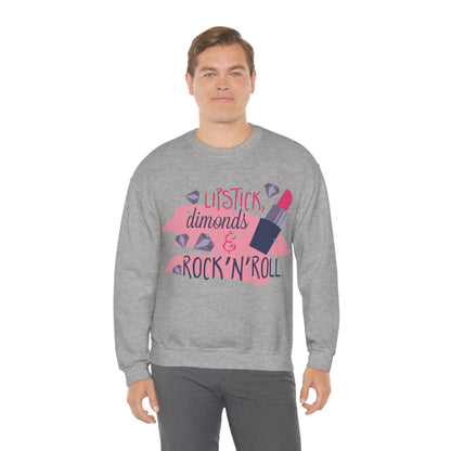 Lipstick-Diamonds and Rock & Roll Crewneck Sweatshirt