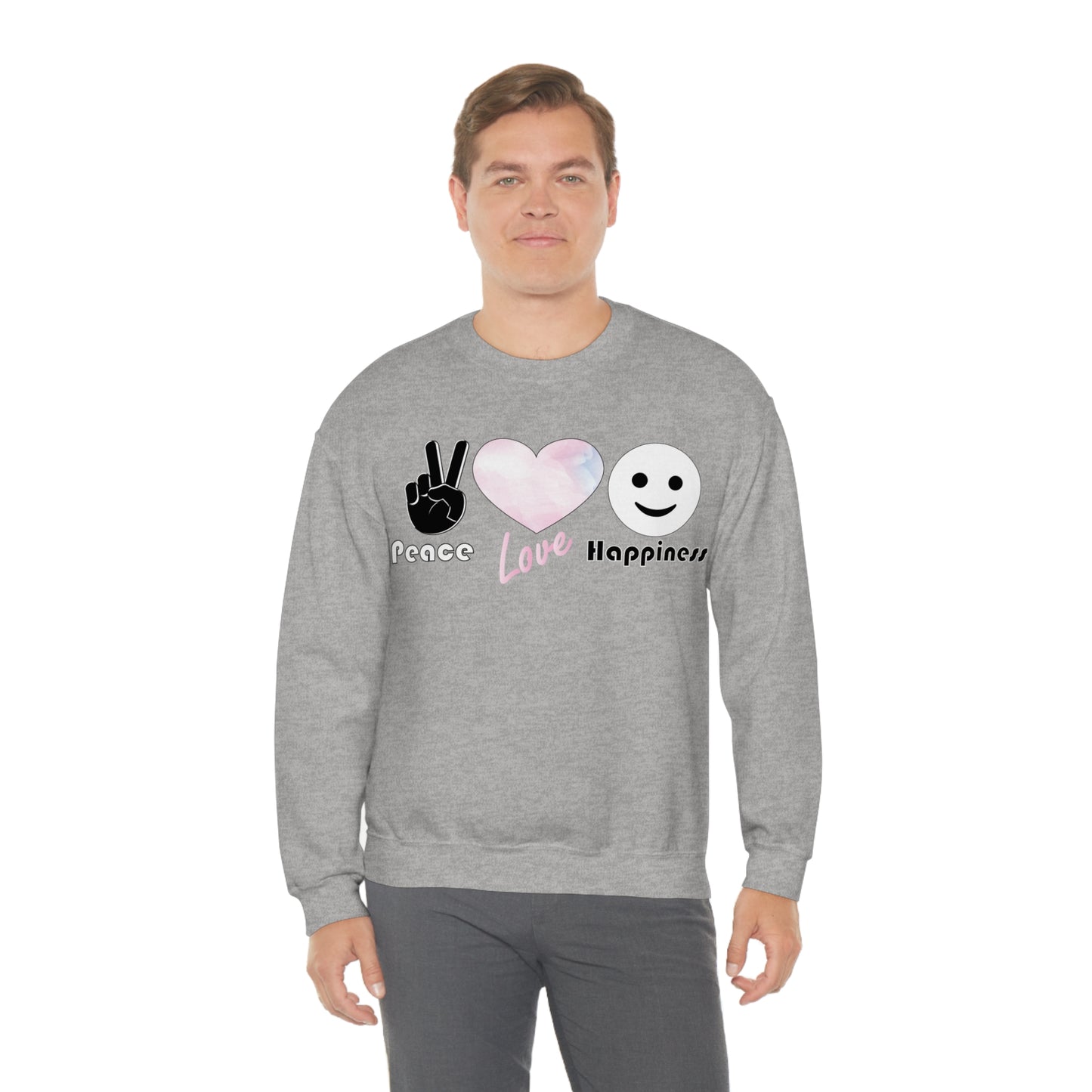 Peace-Love-Happiness Crewneck Sweatshirt