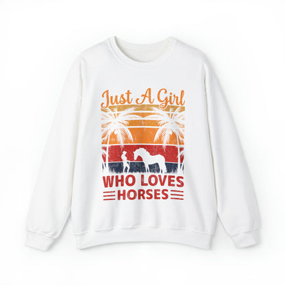 A girl who loves horses vintage Crewneck Sweatshirt