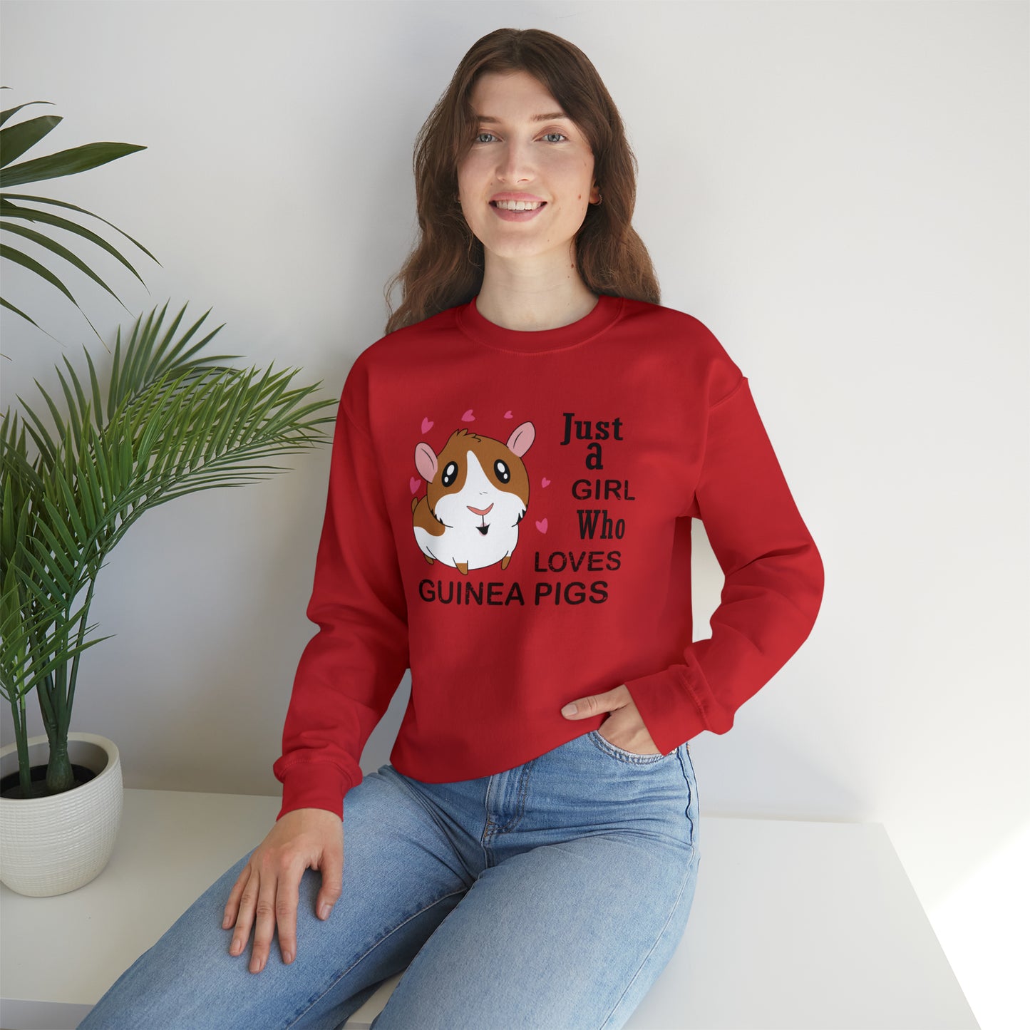 A girl who loves guinea pigs Crewneck Sweatshirt