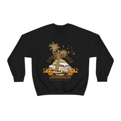 Sunset Beach Surfing Paradise Crewneck Sweatshirt