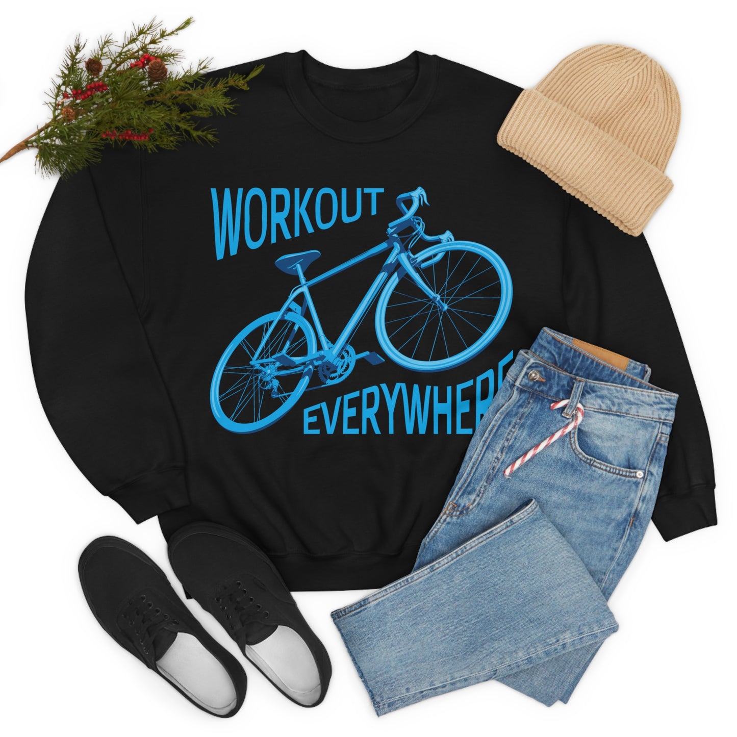 Workout everywhere bike Crewneck Sweatshirt