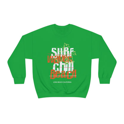 Surf Waves Chill Beach Crewneck Sweatshirt