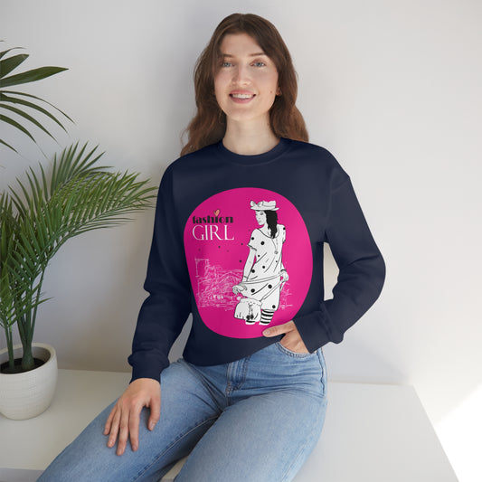 Pink Fashion girl Crewneck Sweatshirt