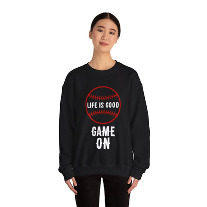 Life is Good Game On Crewneck Sweatshirt