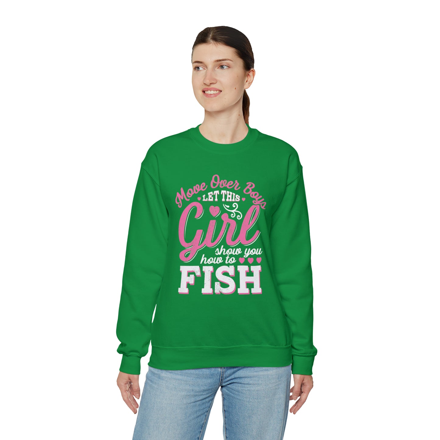 Girl Fishing Crewneck Sweatshirt