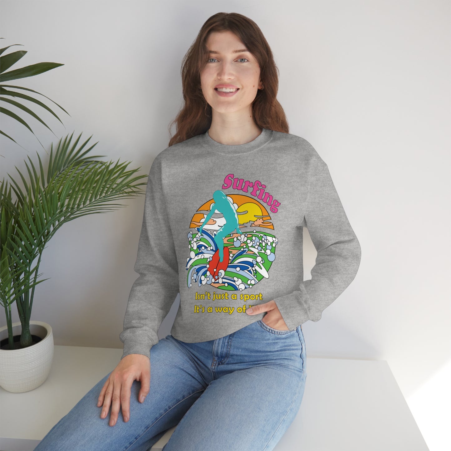 Surfing A Way of Life Crewneck Sweatshirt