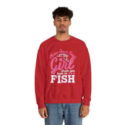 Girl Fishing Crewneck Sweatshirt