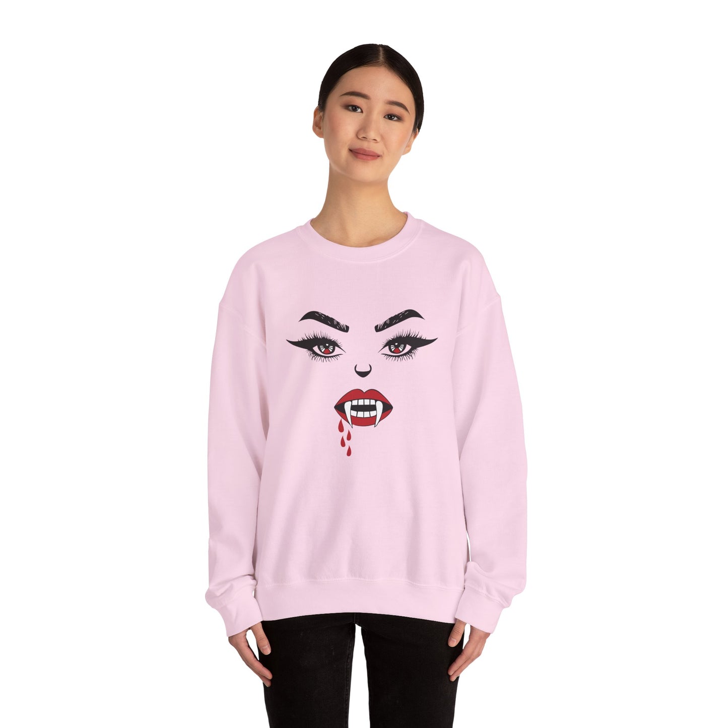 Sexy woman vampire mouth Crewneck Sweatshirt