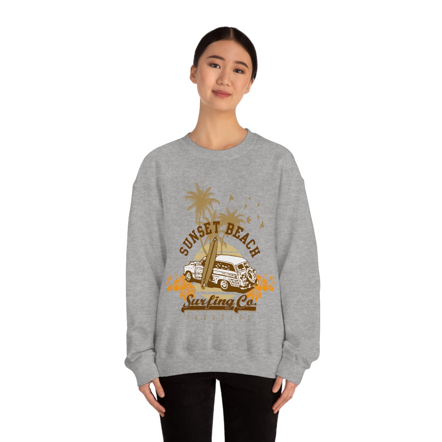 Sunset Beach Surfing Paradise Crewneck Sweatshirt