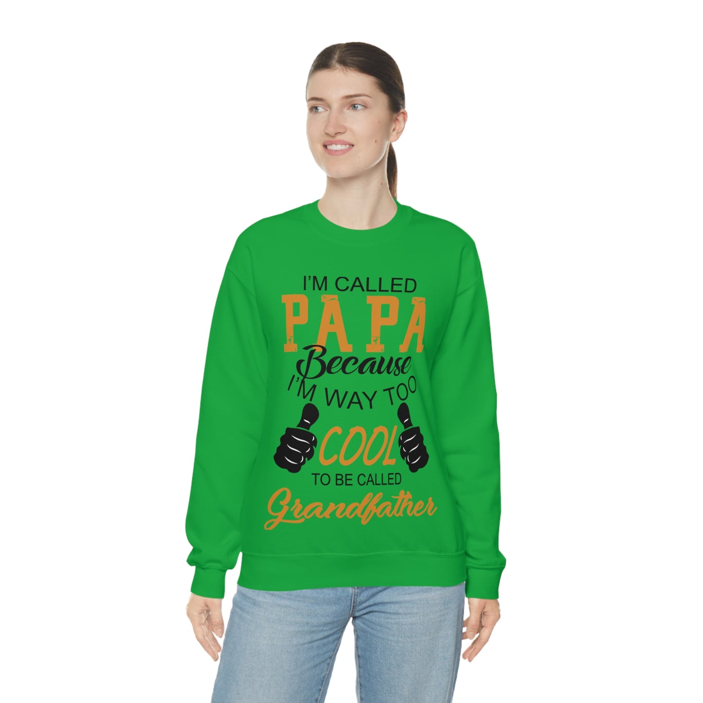 Papa Way Too Cool to Be Called Grandfather Crewneck Sweatshirt