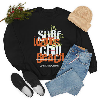 Surf Waves Chill Beach Crewneck Sweatshirt