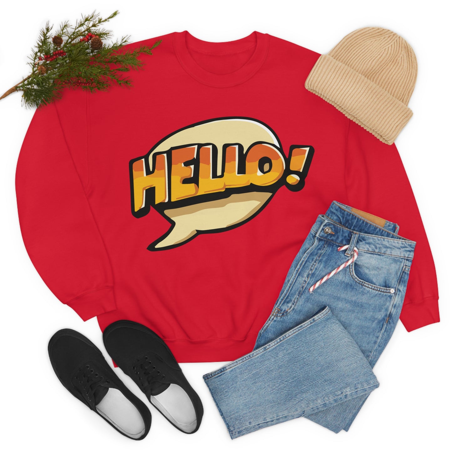 Hello! colorful Crewneck Sweatshirt