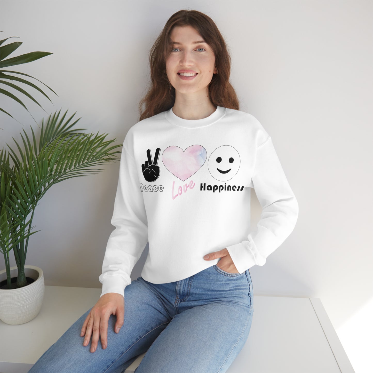 Peace-Love-Happiness Crewneck Sweatshirt