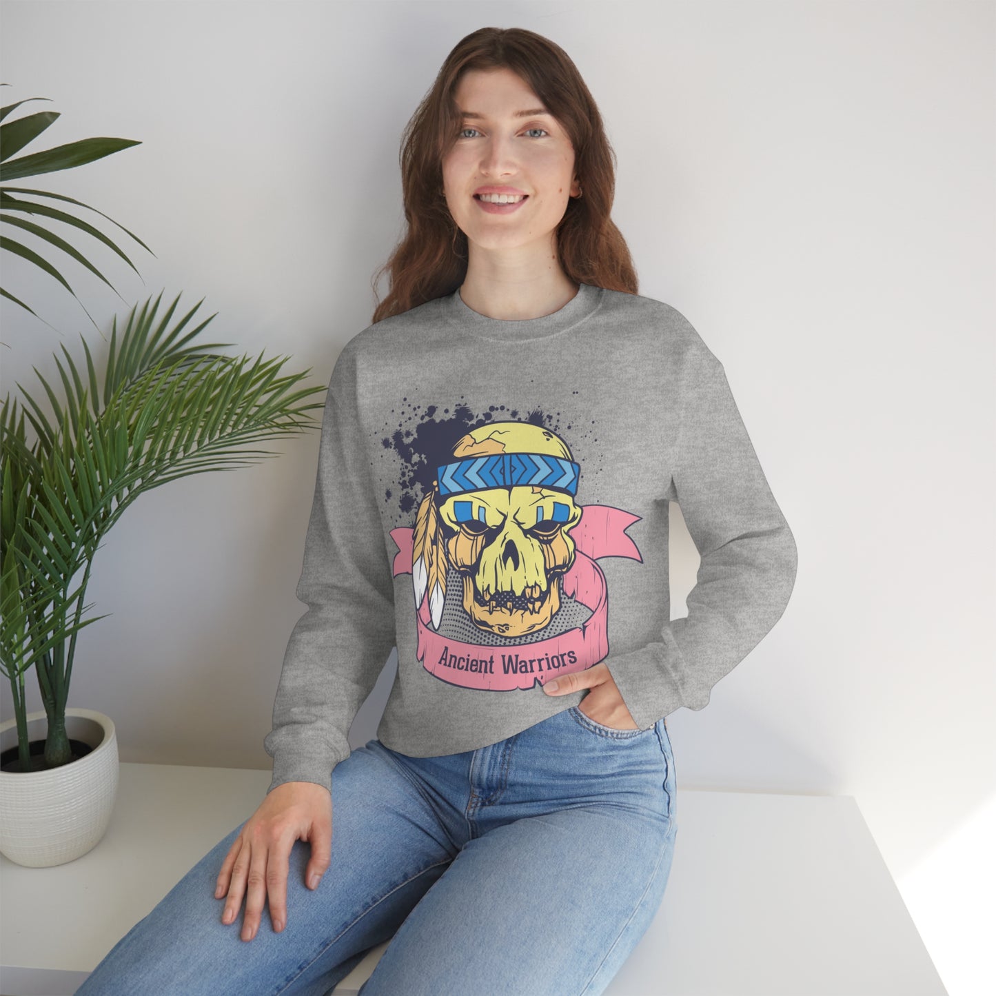 Ancient Warrior Skull Chief Crewneck Sweatshirt