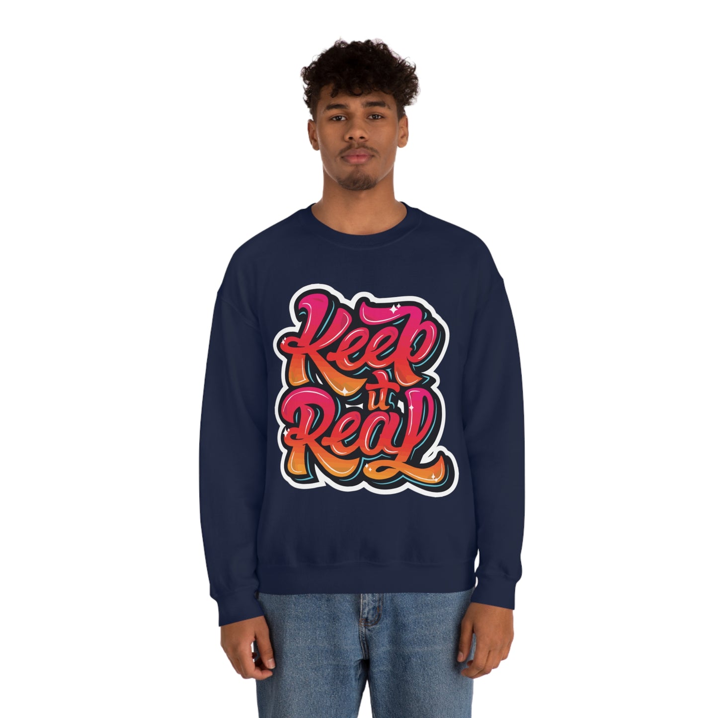 Keep it real colorful graffiti logo Crewneck Sweatshirt