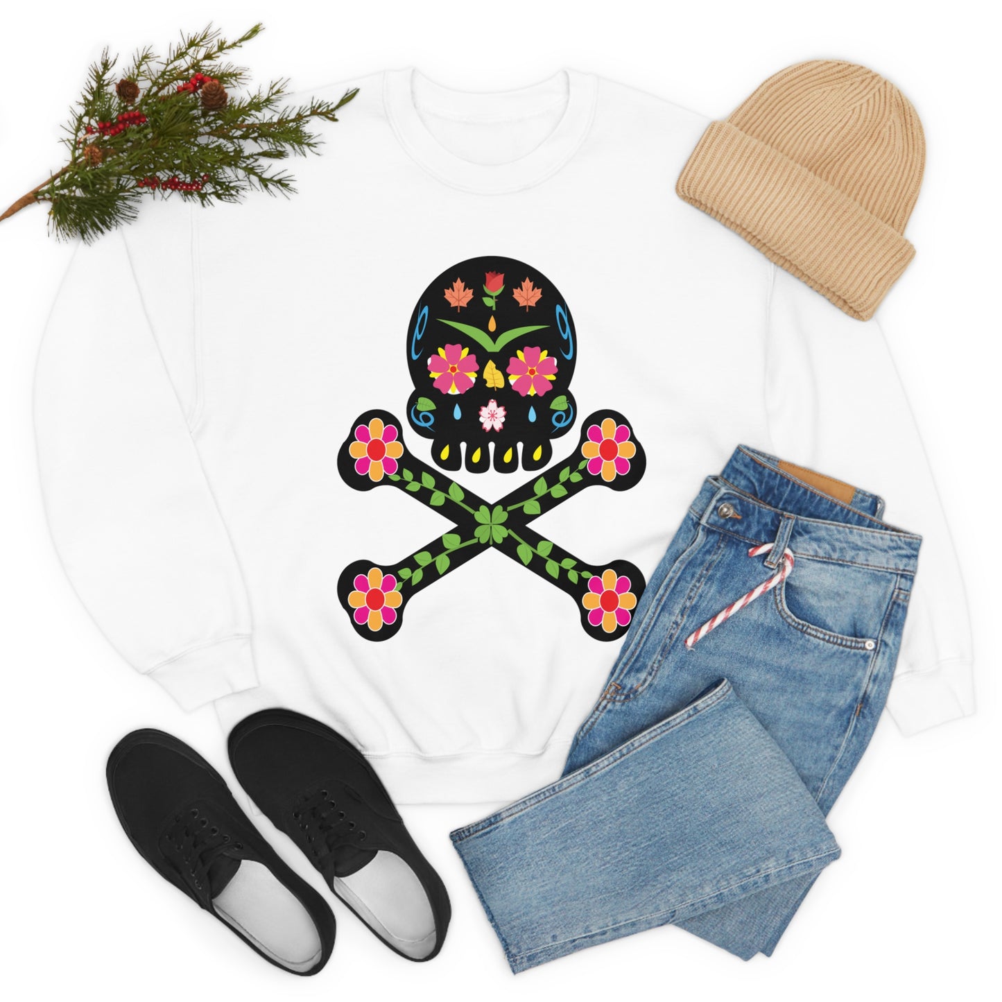 Day of the Dead Skull Crewneck Sweatshirt