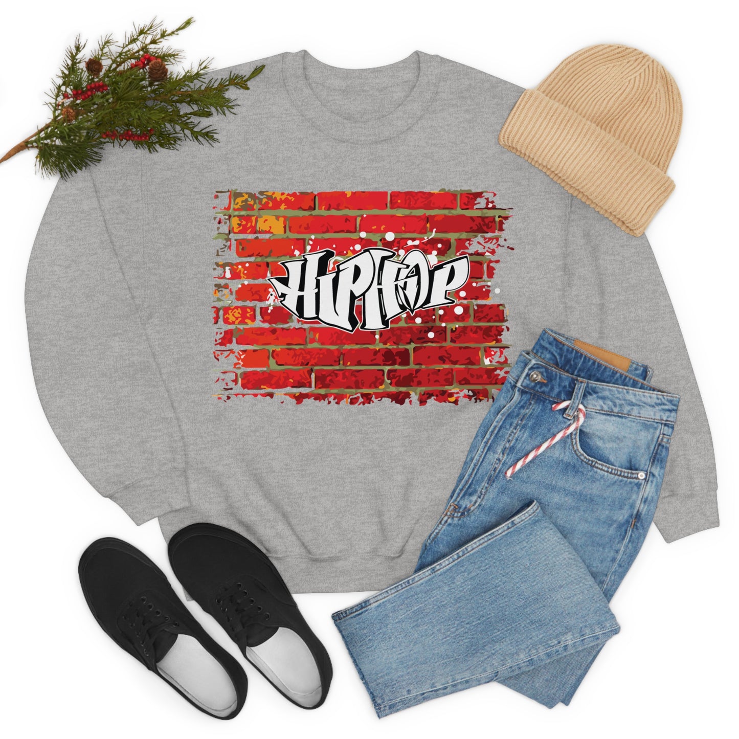 Hip Hop graffiti on the wall Crewneck Sweatshirt