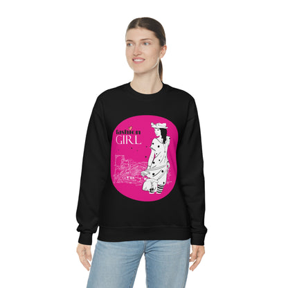 Pink Fashion girl Crewneck Sweatshirt