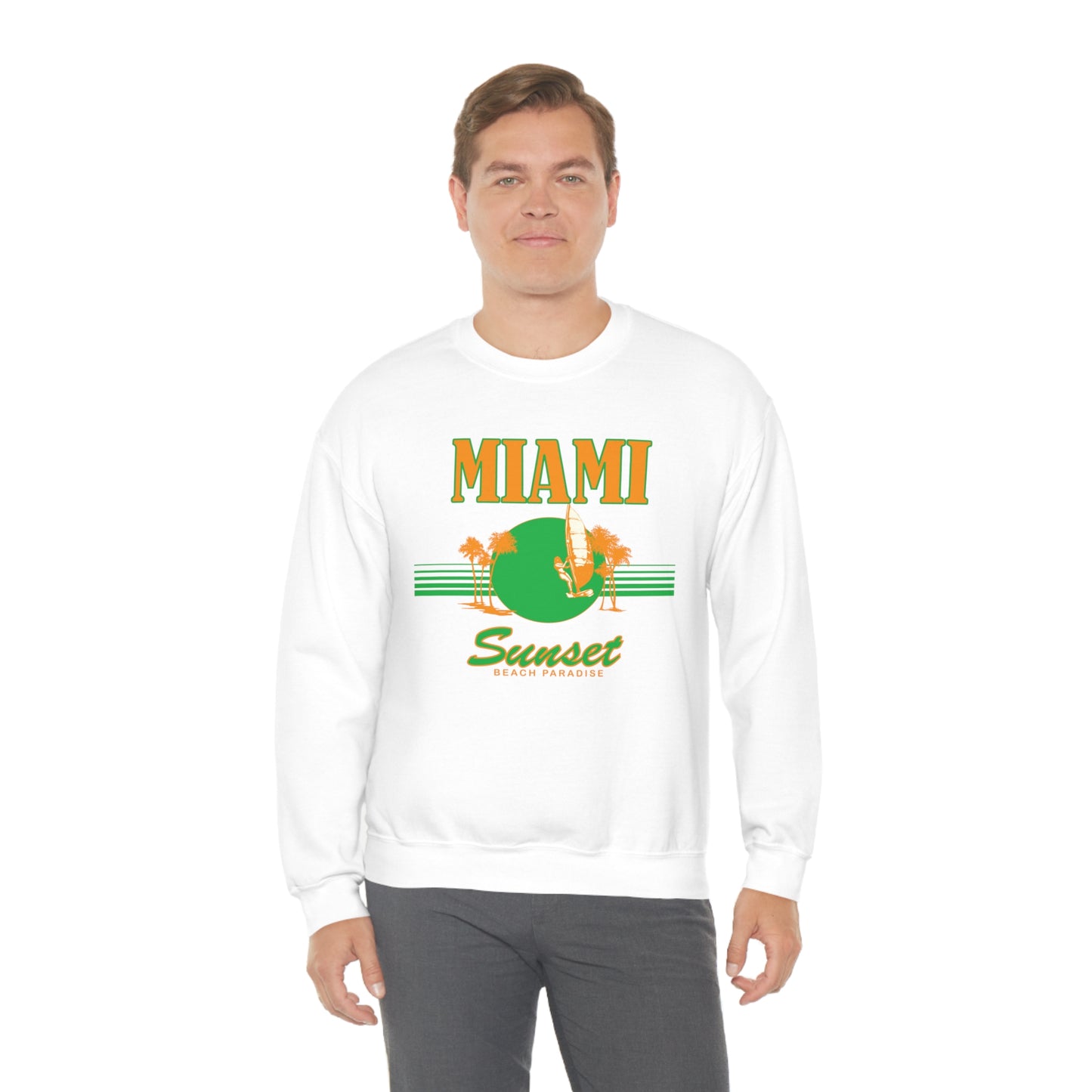 Miami Sunset Beach Paradise Crewneck Sweatshirt