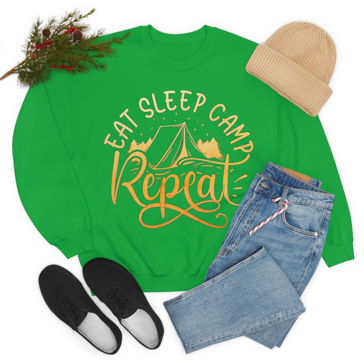 Eat Sleep Camp Repeat Crewneck Sweatshirt