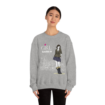 Girl with fashion Crewneck Sweatshirt