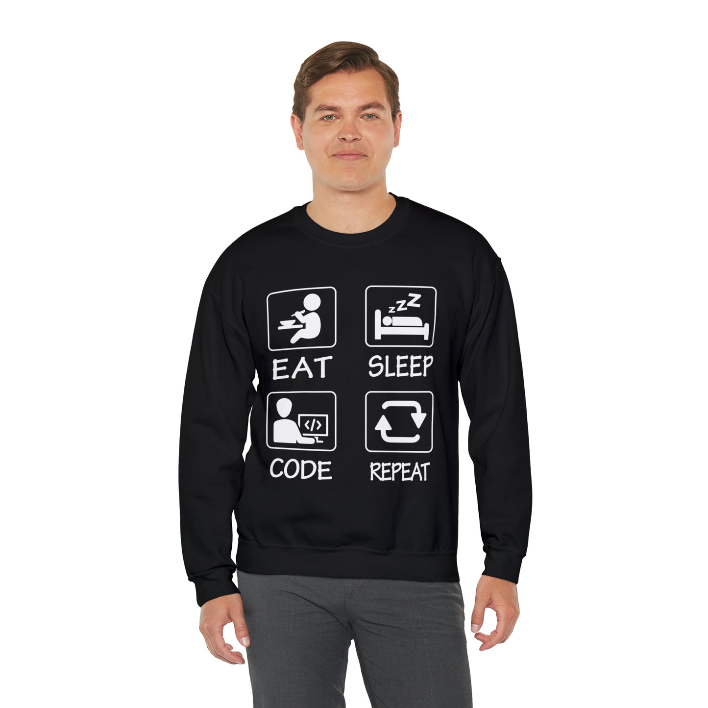 Eat sleep Code Repeat Crewneck Sweatshirt