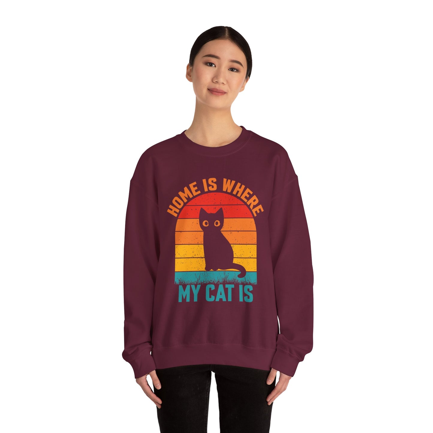 Home is where my cat is vintage Crewneck Sweatshirt