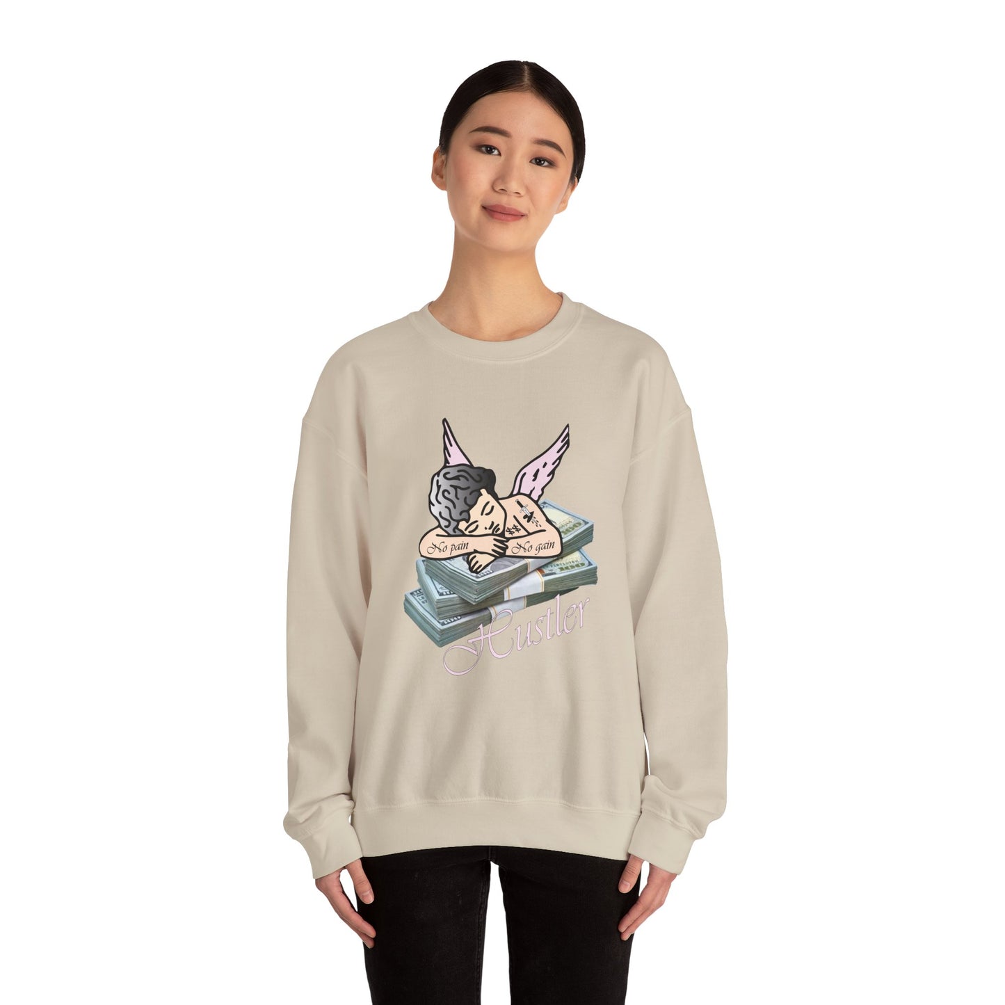 Hustler angel no pain no gain Crewneck Sweatshirt