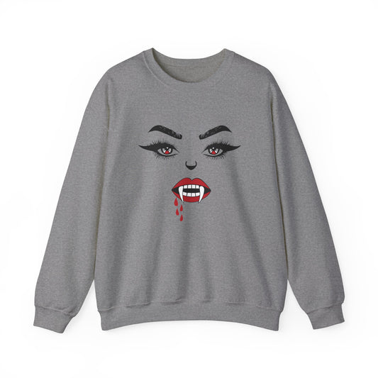 Sexy woman vampire mouth Crewneck Sweatshirt