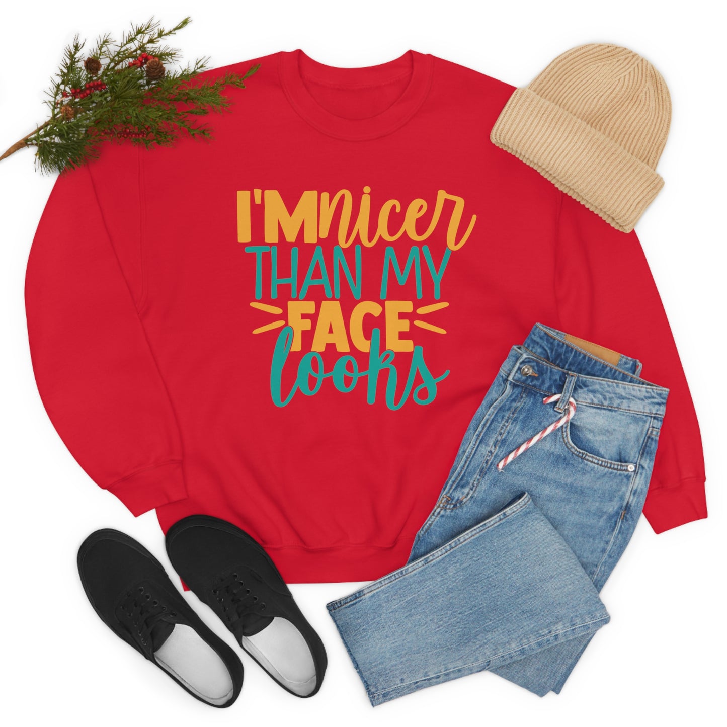 I'm Nicer Than My Face Looks Crewneck Sweatshirt