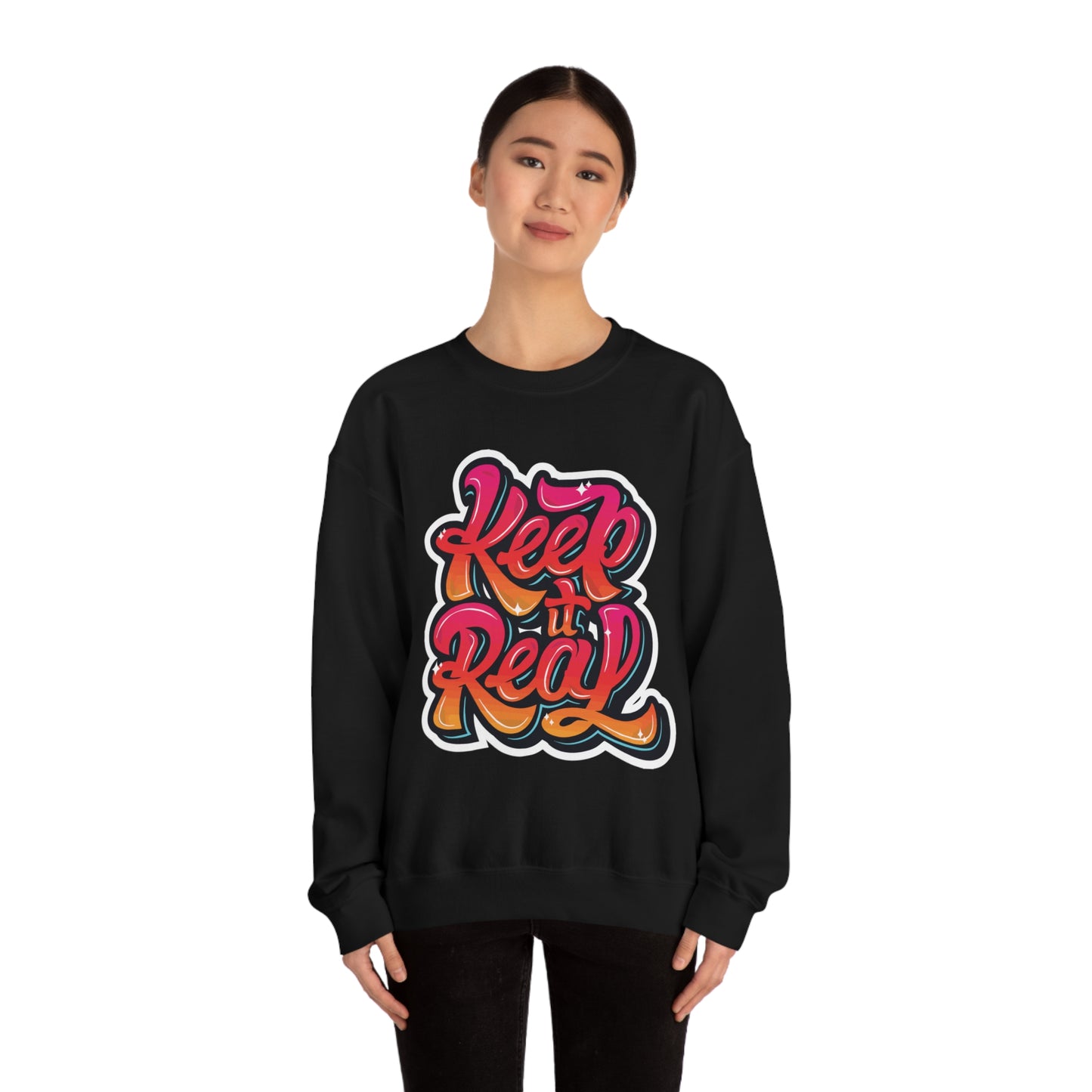 Keep it real colorful graffiti logo Crewneck Sweatshirt