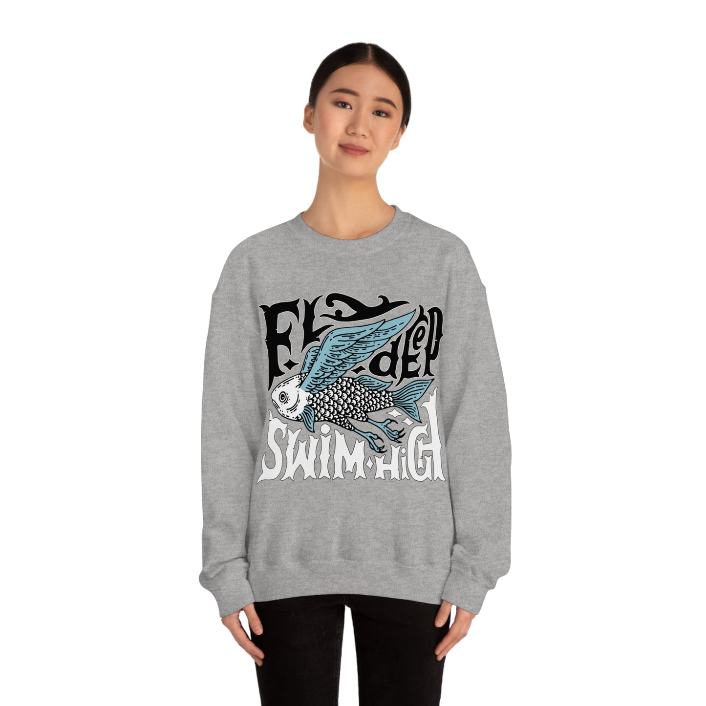 Fly deep swim high Crewneck Sweatshirt