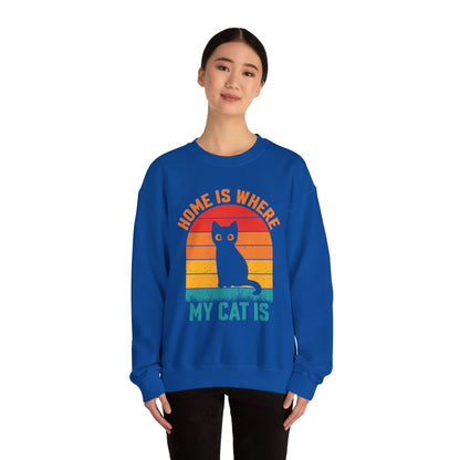 Home is where my cat is vintage Crewneck Sweatshirt