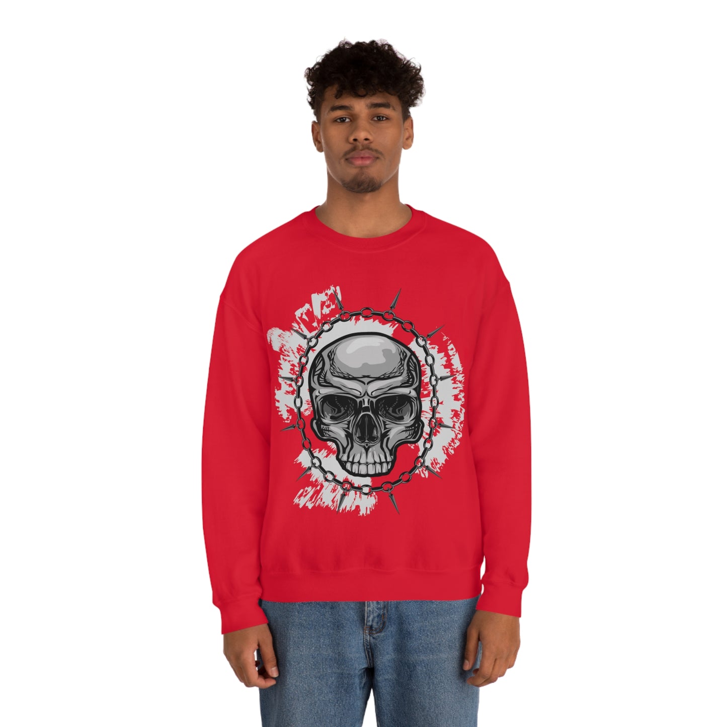 Skull Chain Splatter Crewneck Sweatshirt