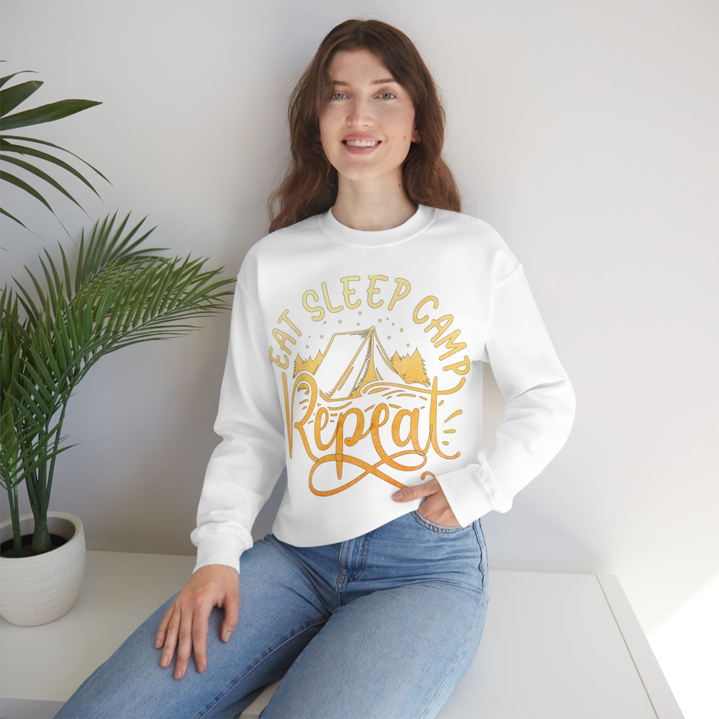 Eat Sleep Camp Repeat Crewneck Sweatshirt