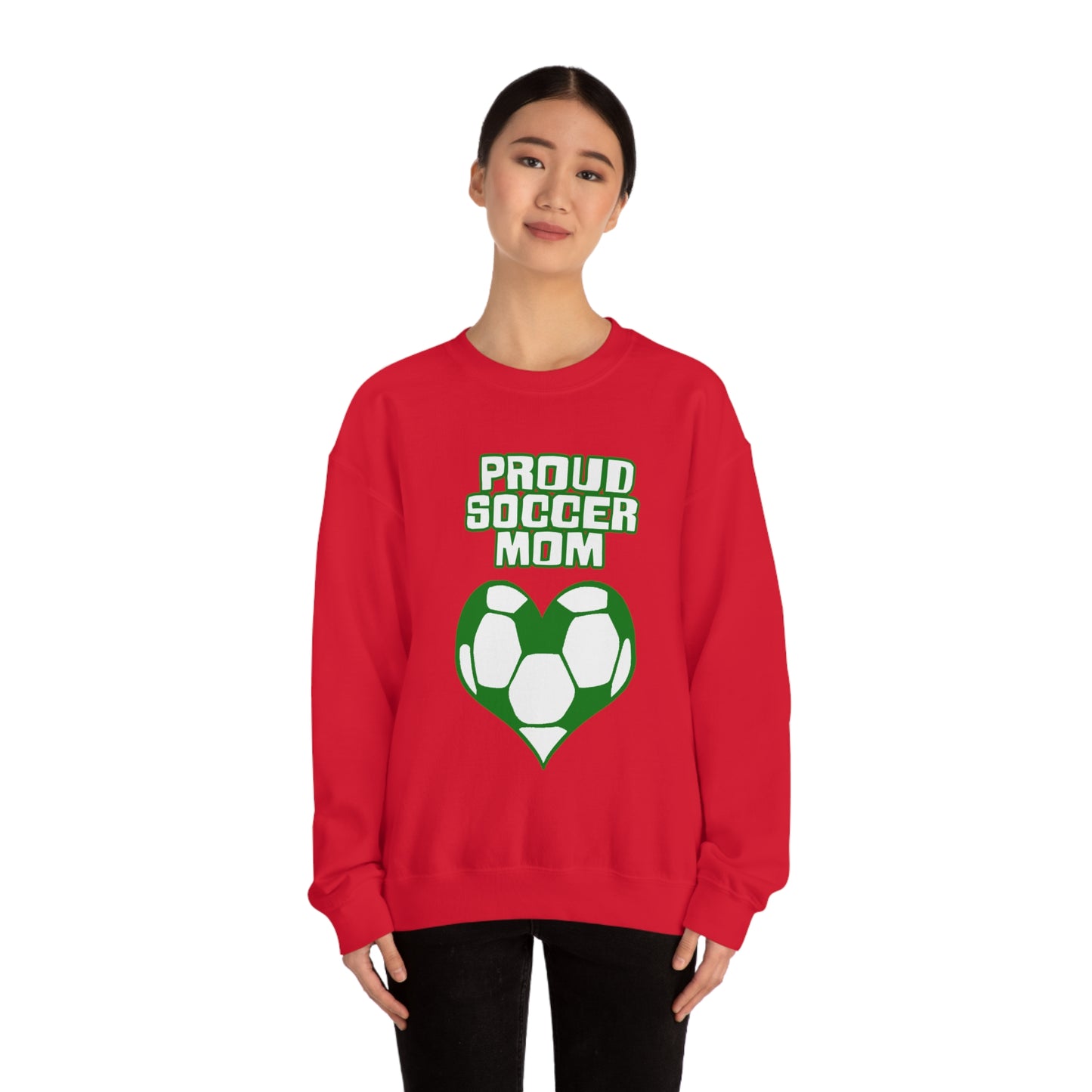 Proud -soccer-mom Heart Crewneck Sweatshirt