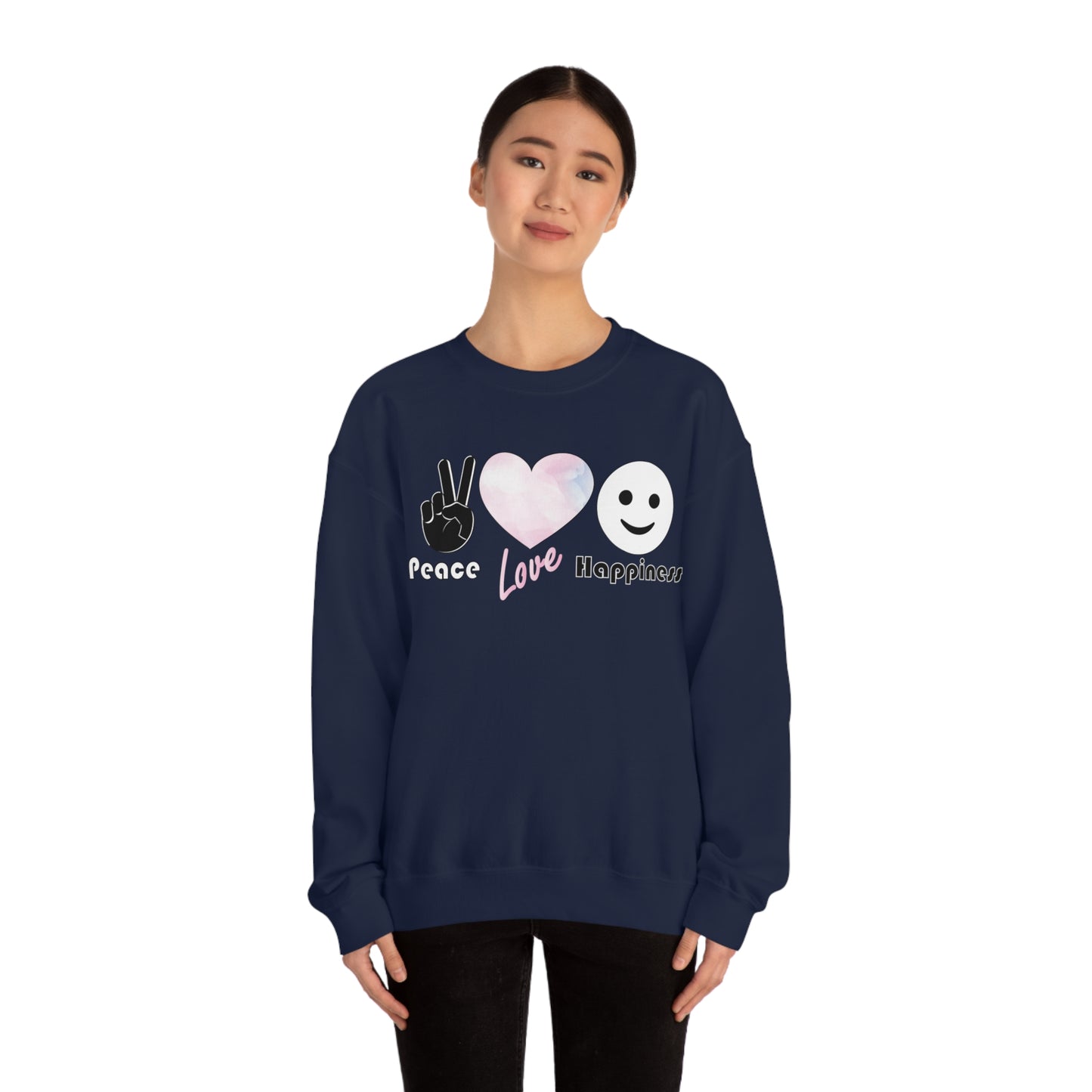 Peace-Love-Happiness Crewneck Sweatshirt